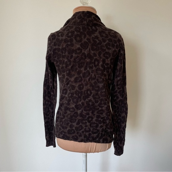Rebecca Taylor Lambswool Cashmere Leopard Print Ruffle Single Button Cardigan XS - Picture 3 of 8
